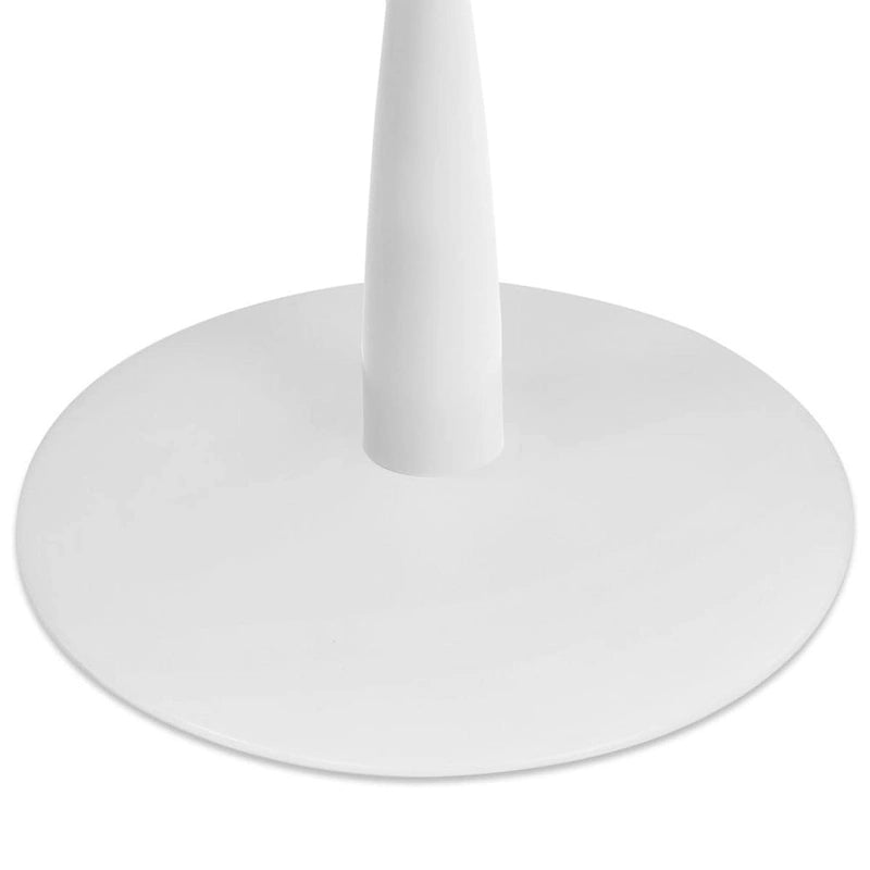 Table à manger sur pied ovale avec plateau en faux marbre blanc