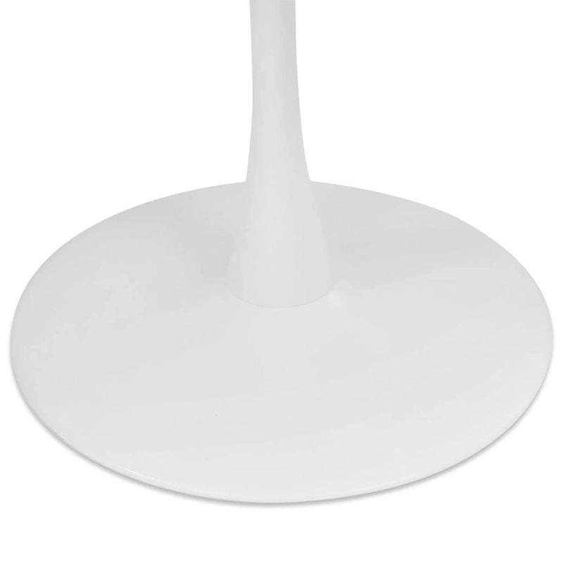 Table à manger sur pied ovale avec plateau en faux marbre blanc
