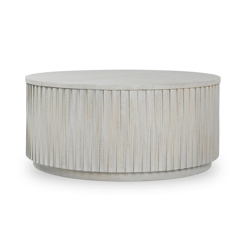 Table basse ronde avec rangement intégré