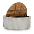 Table basse ronde avec rangement intégré