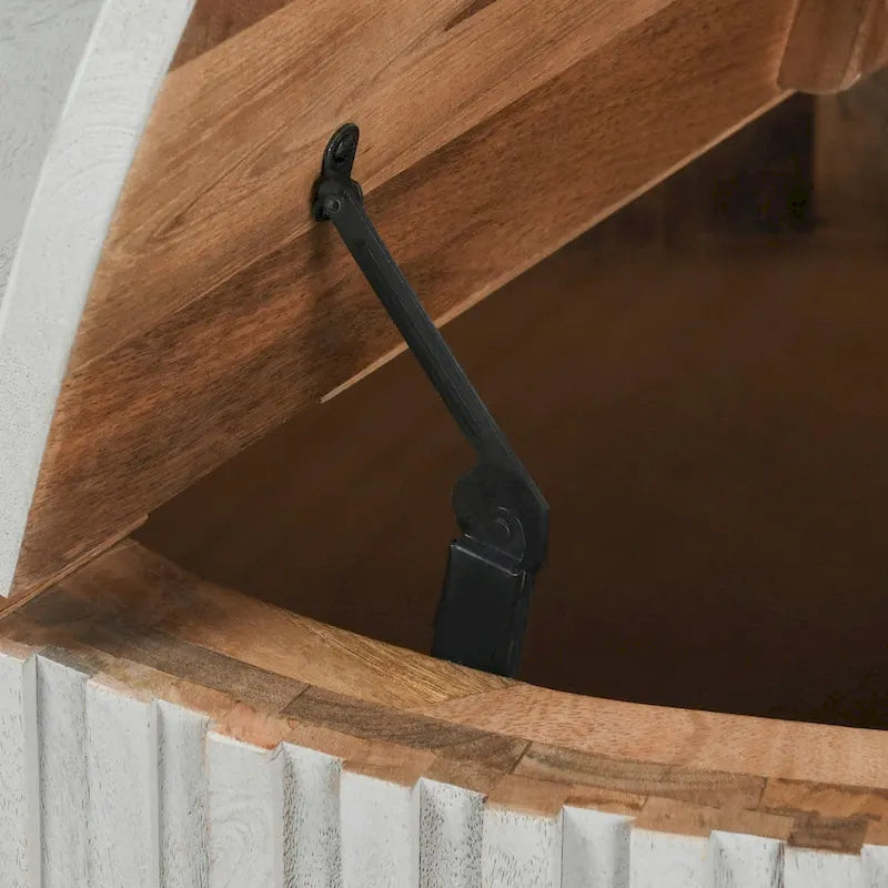 Table basse ronde avec rangement intégré