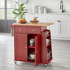 Chariot de cuisine rouge avec rangement