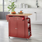 Chariot de cuisine rouge avec rangement