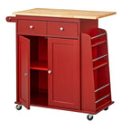 Chariot de cuisine rouge avec rangement
