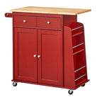Chariot de cuisine rouge avec rangement