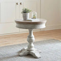Guéridon/Table d'appoint à piédestal rond – Finition blanc antique