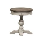 Guéridon/Table d'appoint à piédestal rond – Finition blanc antique