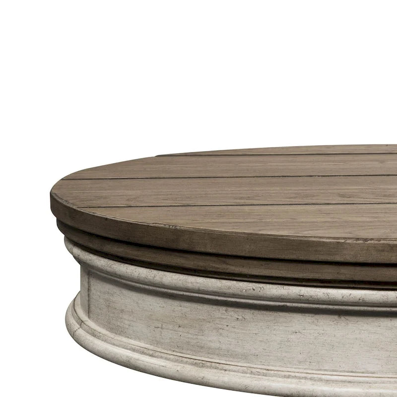 Guéridon/Table d'appoint à piédestal rond – Finition blanc antique