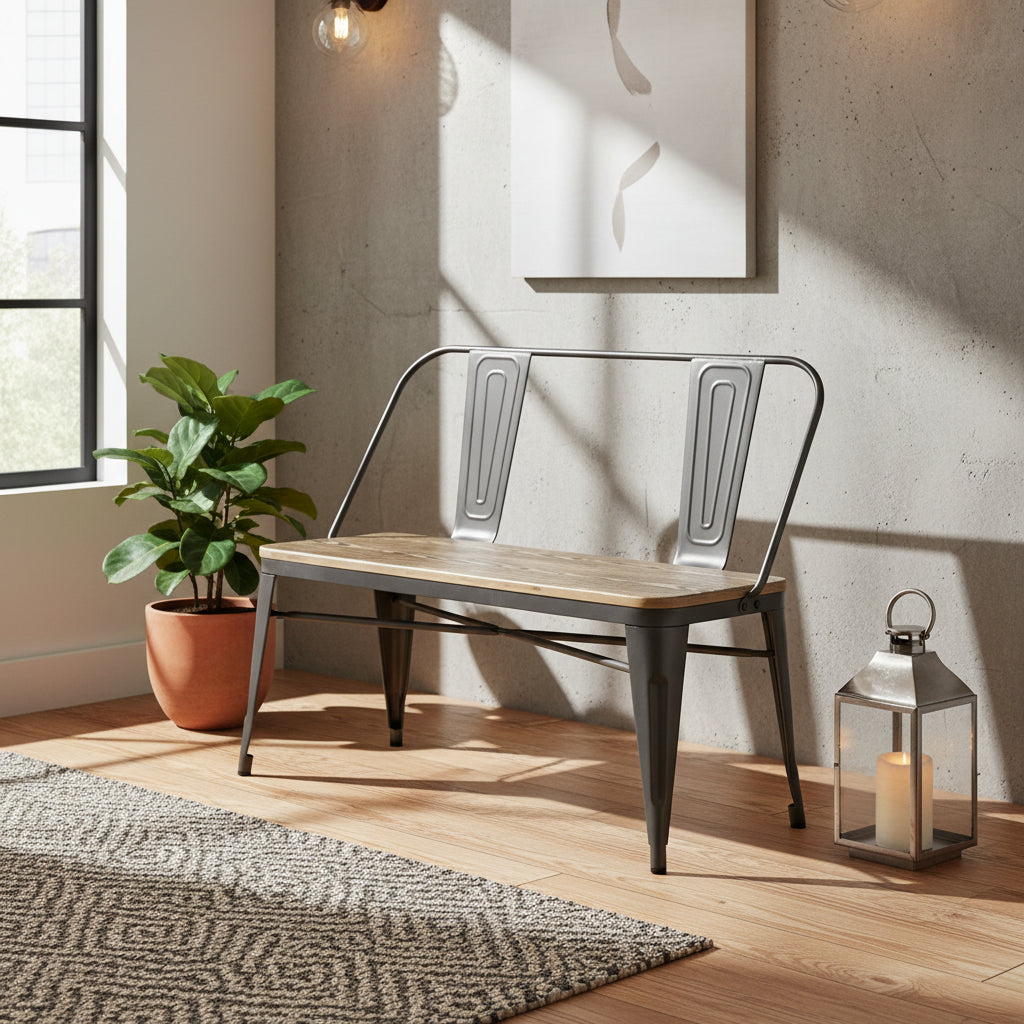 Carbon Loft Boyer Industrial Metal and Wood Dining/ Entryway Bench