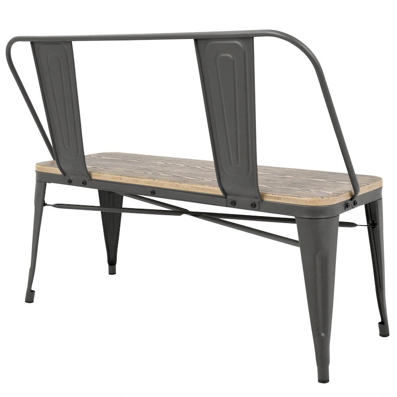 Banc de salle à manger et d'entrée en métal et bois industriels