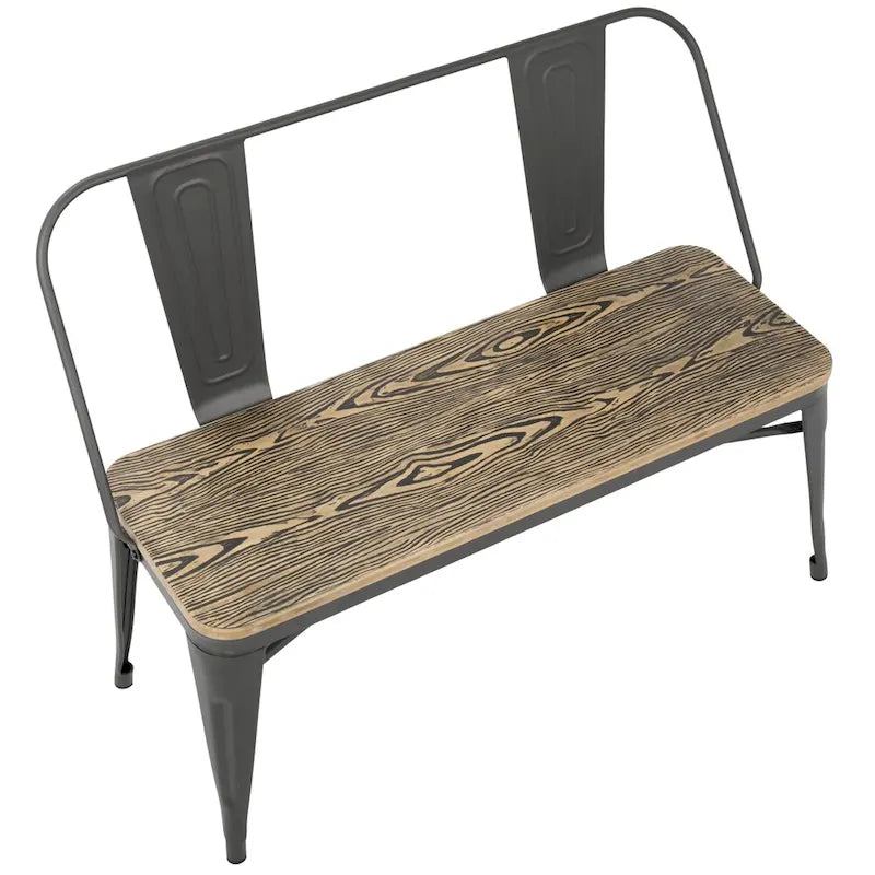 Banc de salle à manger et d'entrée en métal et bois industriels