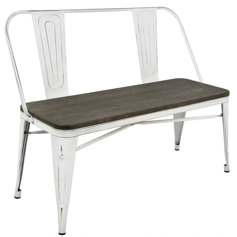 Banc de salle à manger et d'entrée en métal et bois industriels