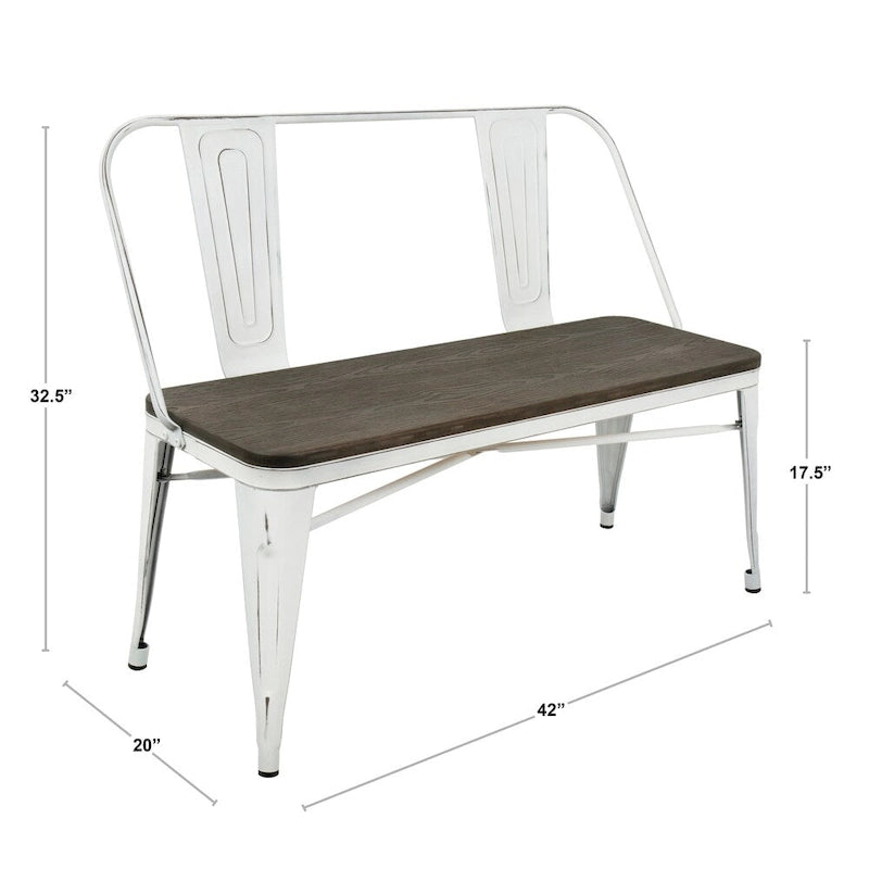 Banc de salle à manger et d'entrée en métal et bois industriels