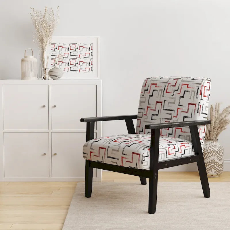 Fauteuil d'appoint rembourré à motifs géométriques