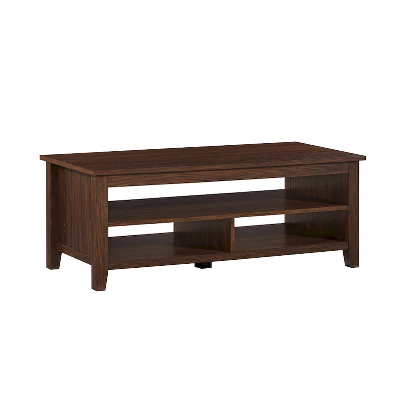 Table basse à panneaux rainurés avec étagère inférieure