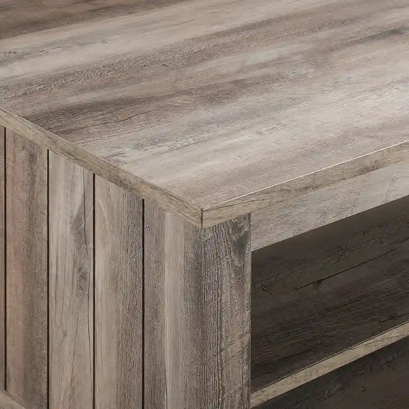 Table basse à panneaux rainurés avec étagère inférieure