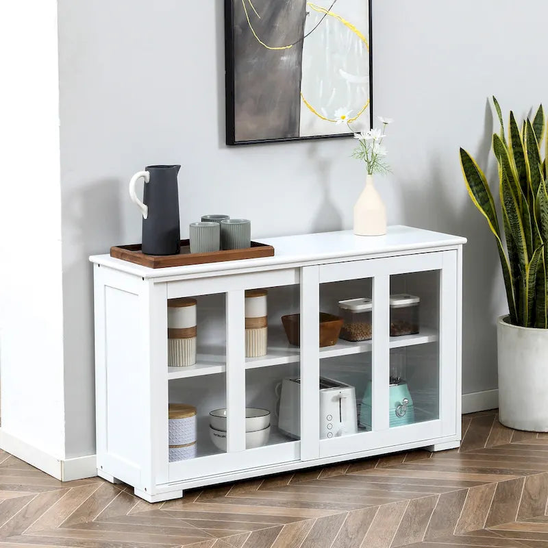 Buffet de cuisine moderne, armoire de rangement empilable, console à portes vitrées coulissantes, buffet de service pour la cuisine