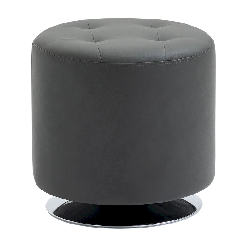 Repose-pieds ottoman pivotant rond avec revêtement en PU et base en acier