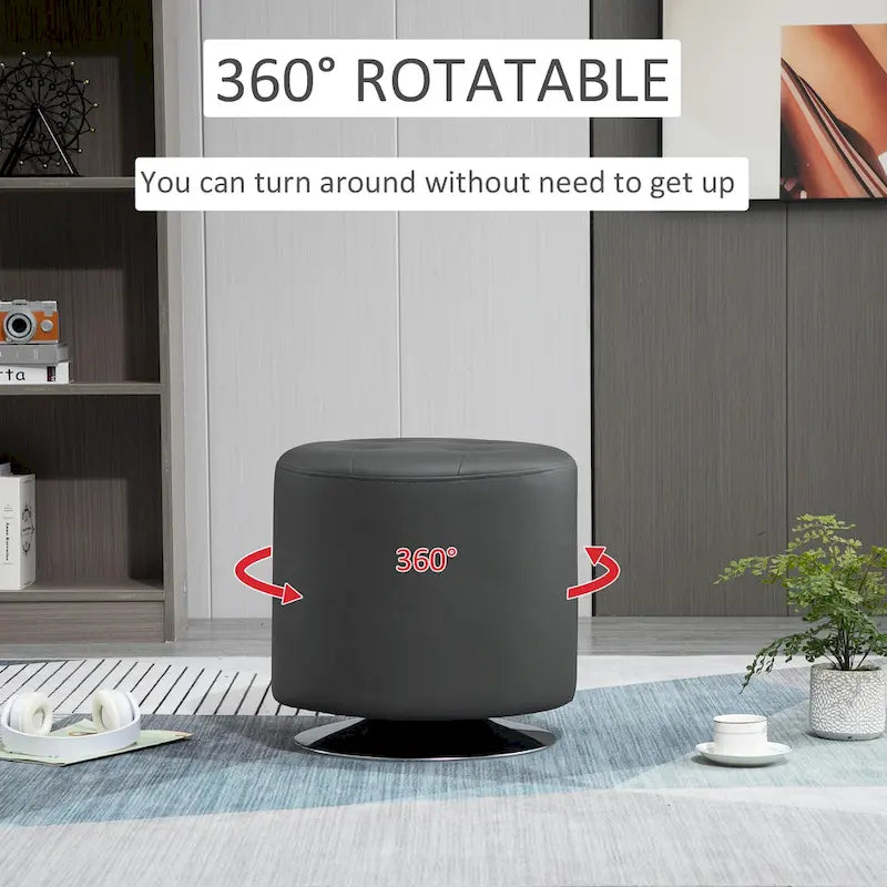 Repose-pieds ottoman pivotant rond avec revêtement en PU et base en acier