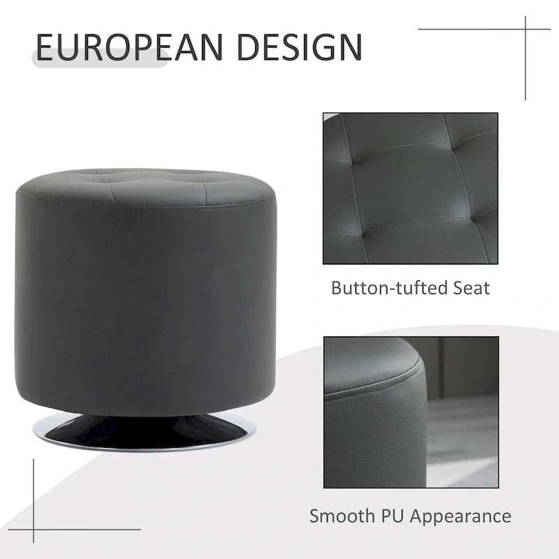 Repose-pieds ottoman pivotant rond avec revêtement en PU et base en acier