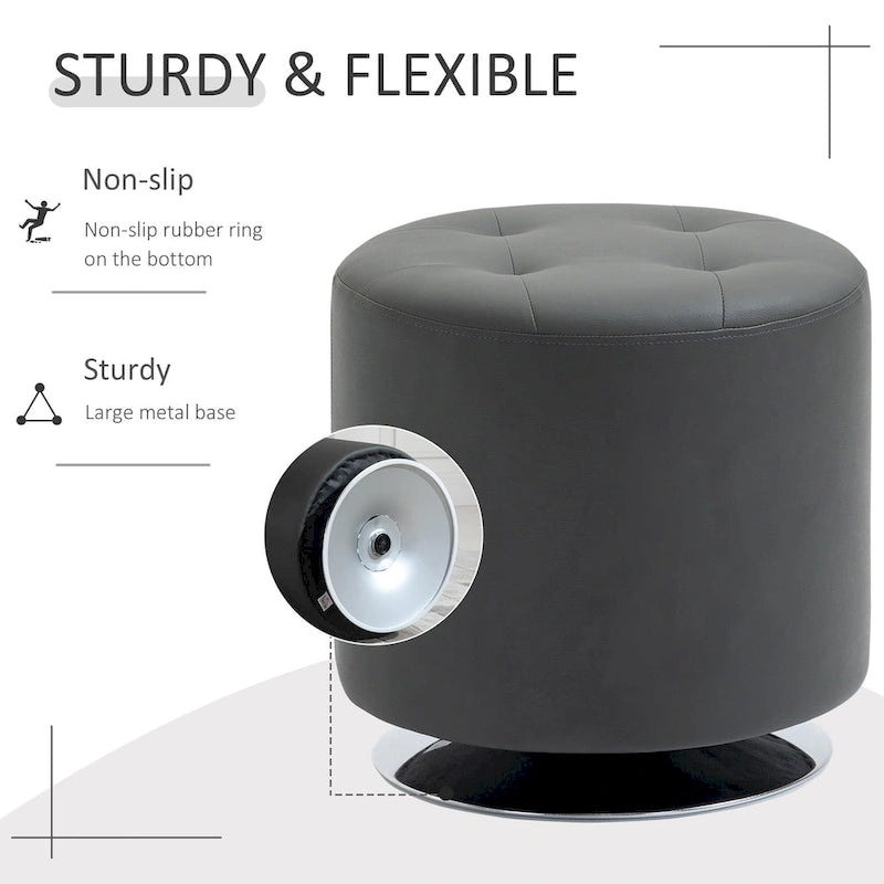 Repose-pieds ottoman pivotant rond avec revêtement en PU et base en acier