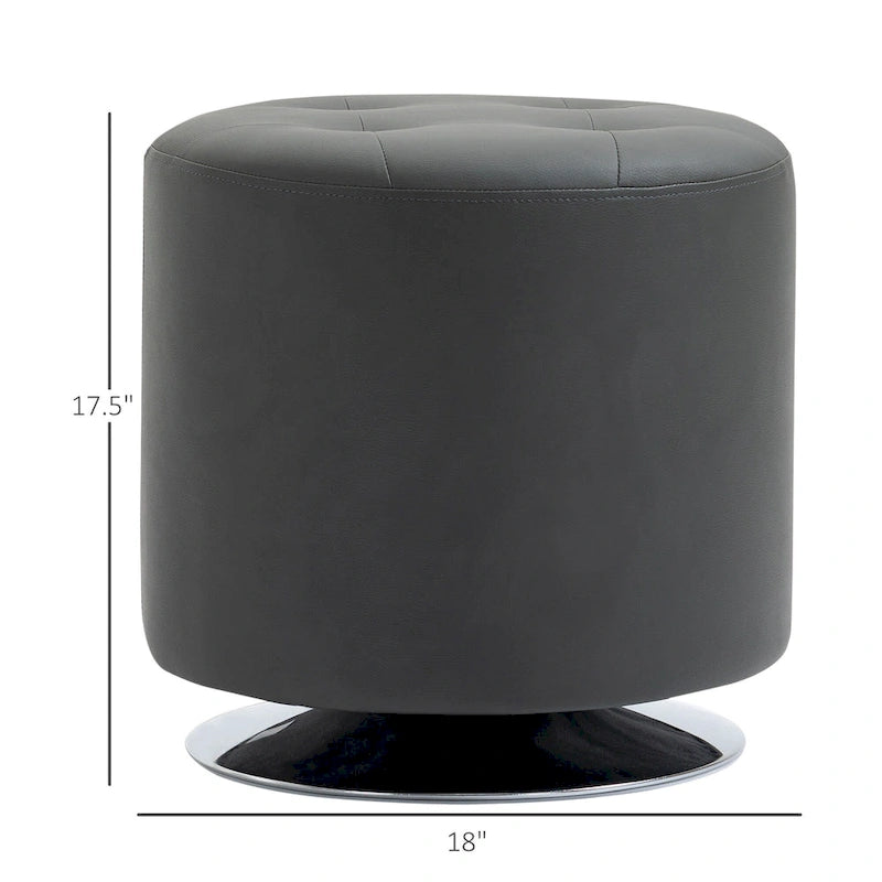 Repose-pieds ottoman pivotant rond avec revêtement en PU et base en acier