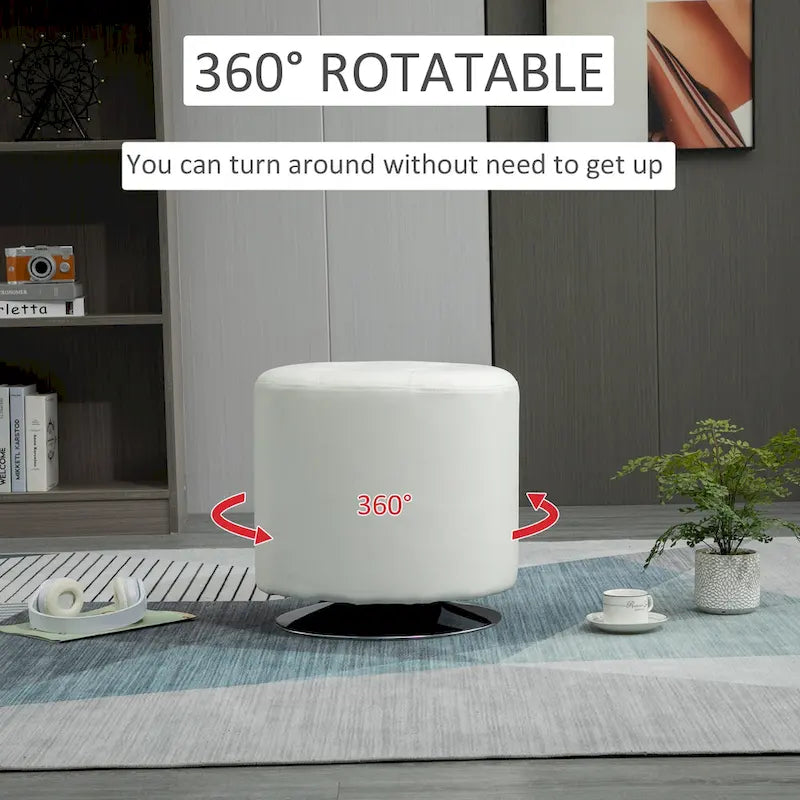 Repose-pieds ottoman pivotant rond avec revêtement en PU et base en acier