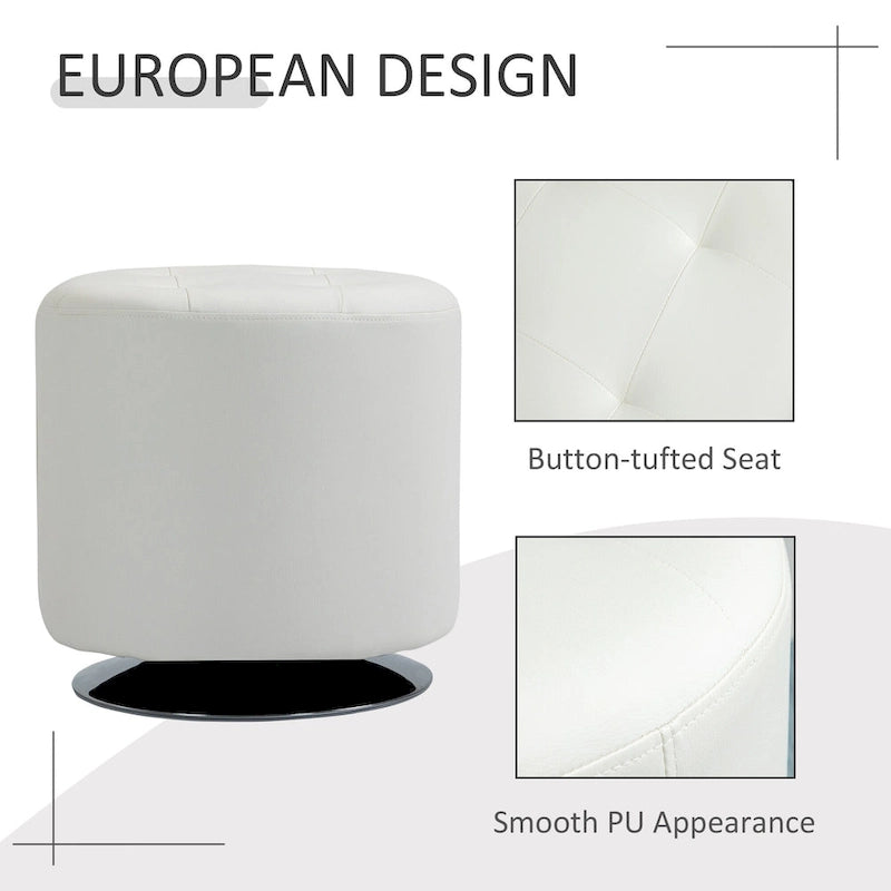 Repose-pieds ottoman pivotant rond avec revêtement en PU et base en acier