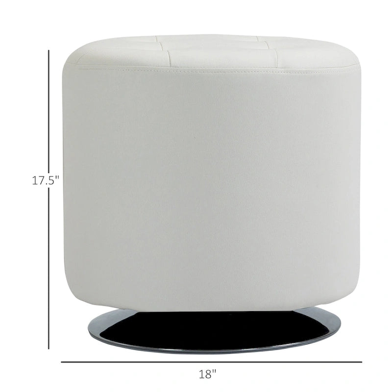 Repose-pieds ottoman pivotant rond avec revêtement en PU et base en acier