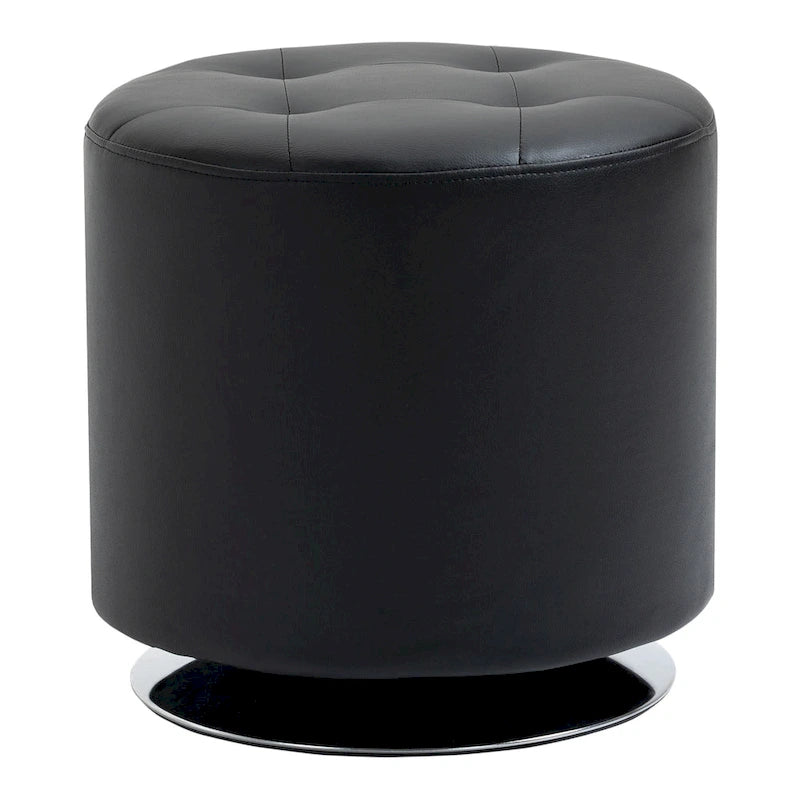 Repose-pieds ottoman pivotant rond avec revêtement en PU et base en acier