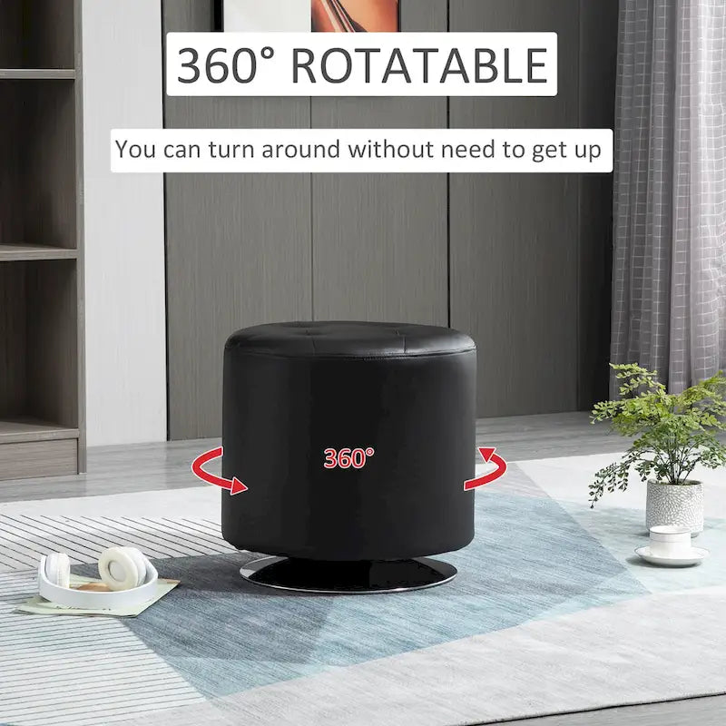 Repose-pieds ottoman pivotant rond avec revêtement en PU et base en acier