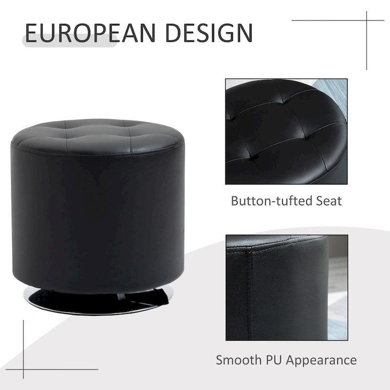 Repose-pieds ottoman pivotant rond avec revêtement en PU et base en acier