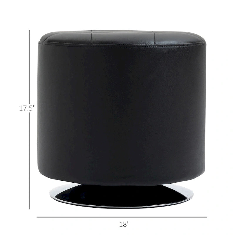 Repose-pieds ottoman pivotant rond avec revêtement en PU et base en acier