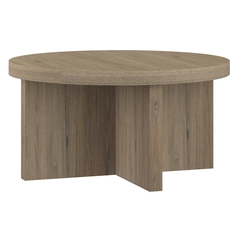 Table basse ronde, 84 cm de large, base en X