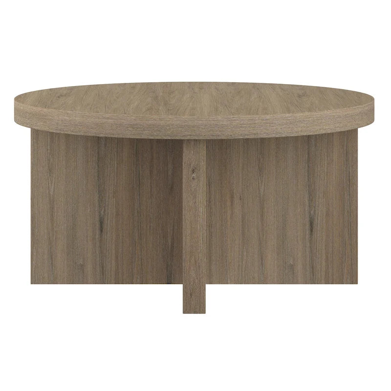 Table basse ronde, 84 cm de large, base en X