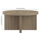 Table basse ronde, 84 cm de large, base en X