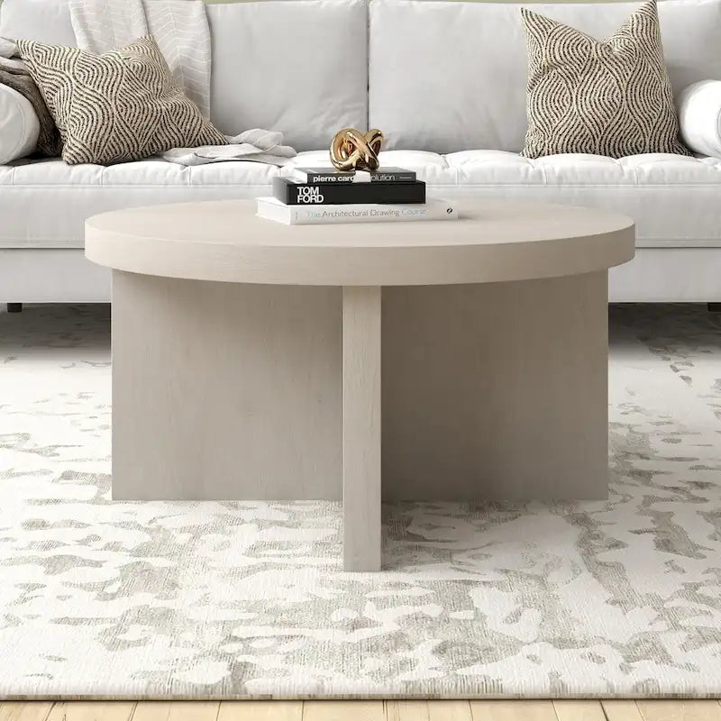 Table basse ronde, 84 cm de large, base en X