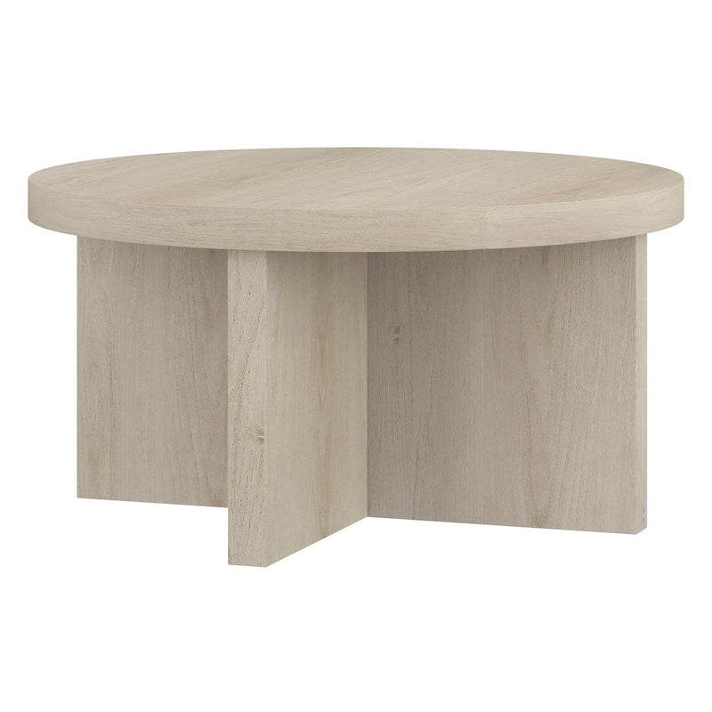 Table basse ronde, 84 cm de large, base en X