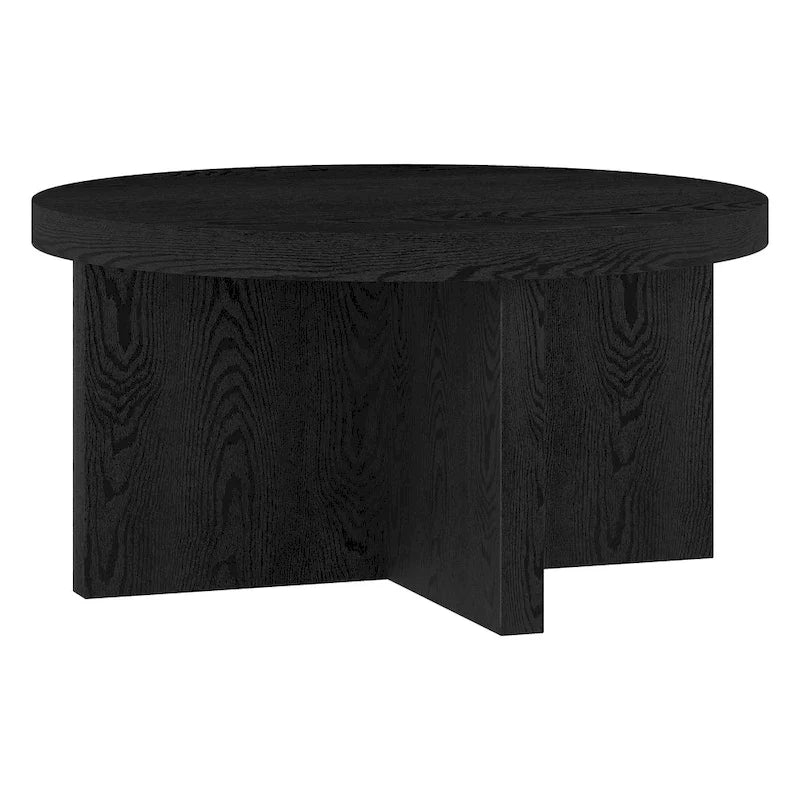Table basse ronde, 84 cm de large, base en X