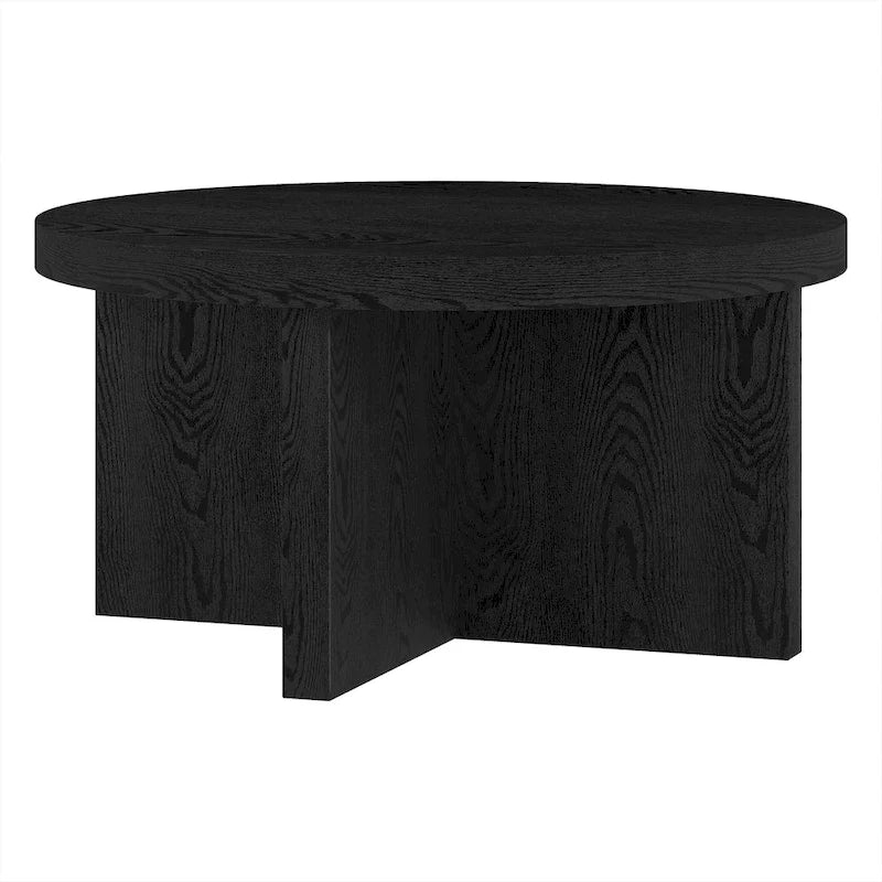 Table basse ronde, 84 cm de large, base en X