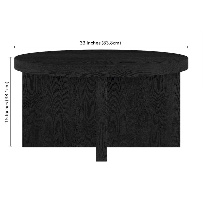 Table basse ronde, 84 cm de large, base en X
