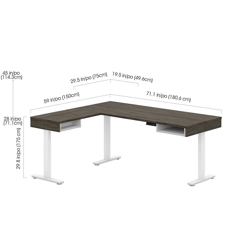 Bureau en L réglable en hauteur
