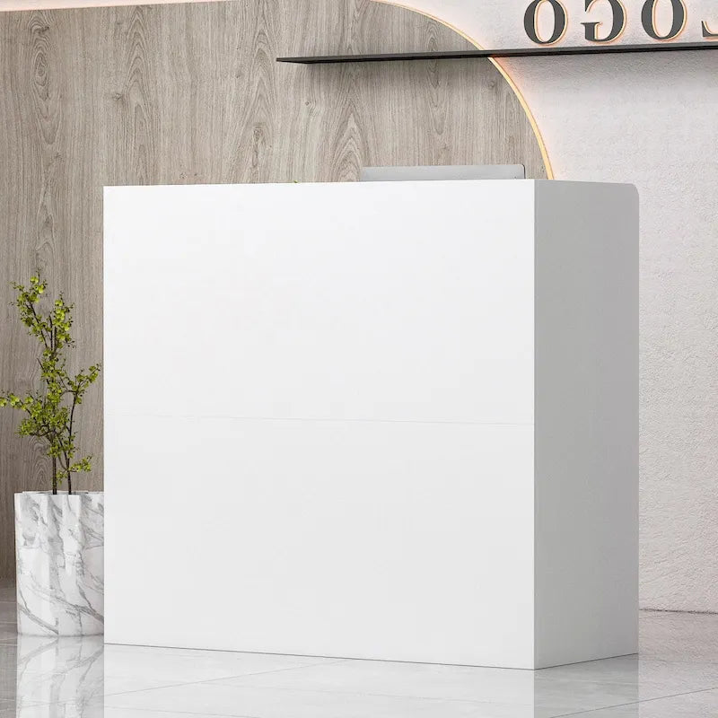 Bureau de réception de 120 cm avec rangement verrouillable et tiroir classeur