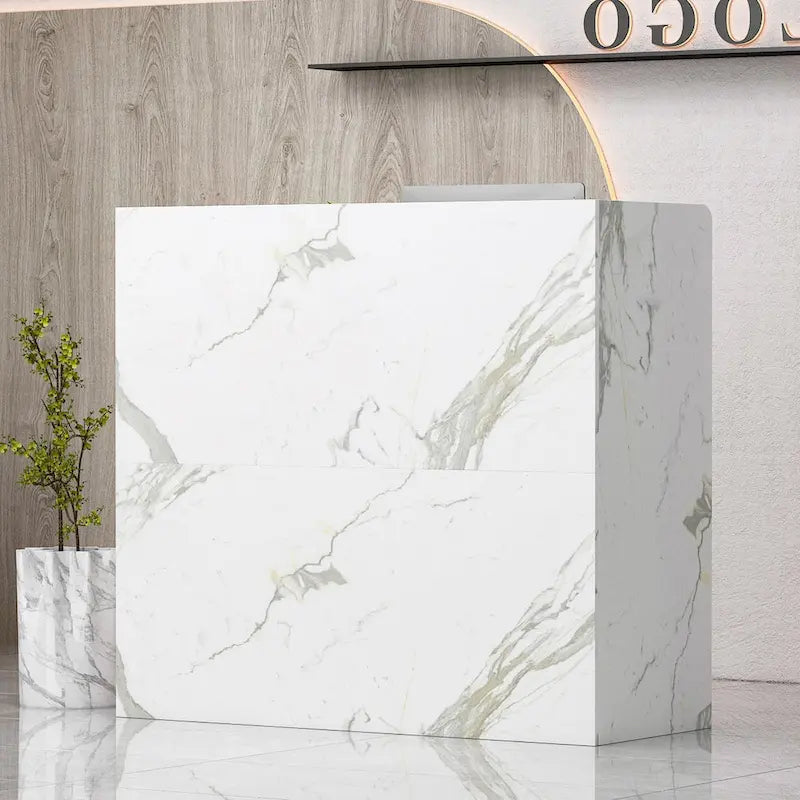 Bureau de réception de 120 cm avec rangement verrouillable et tiroir classeur