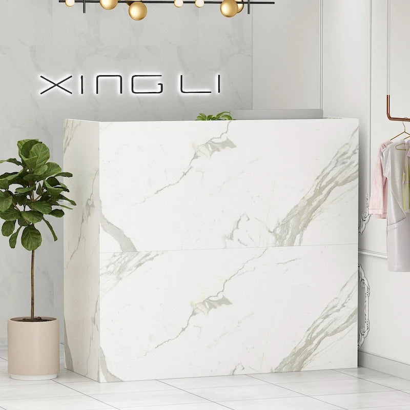 Bureau de réception de 120 cm avec rangement verrouillable et tiroir classeur