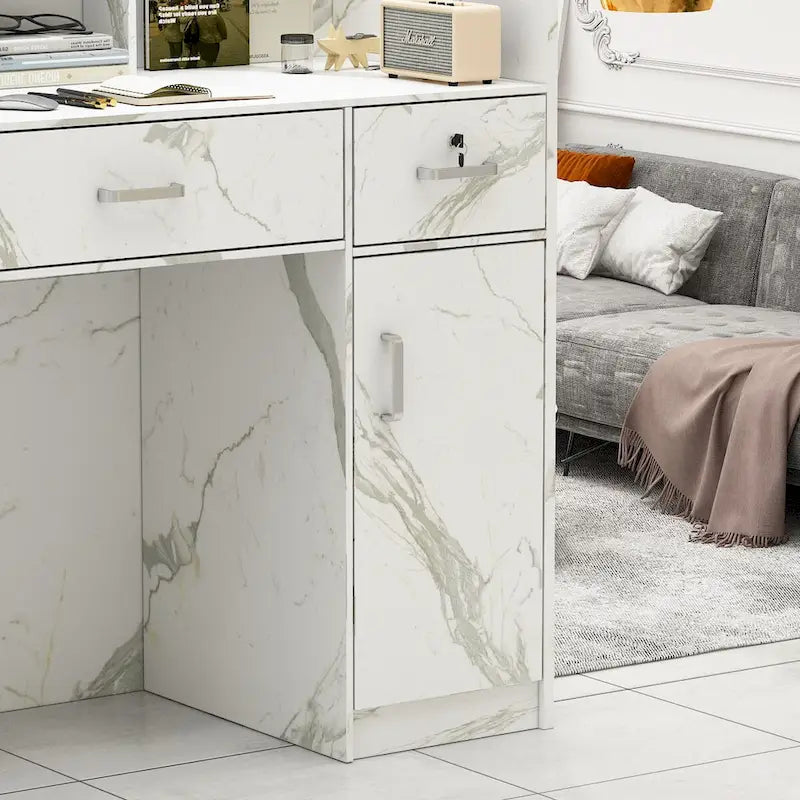 Bureau de réception de 120 cm avec rangement verrouillable et tiroir classeur