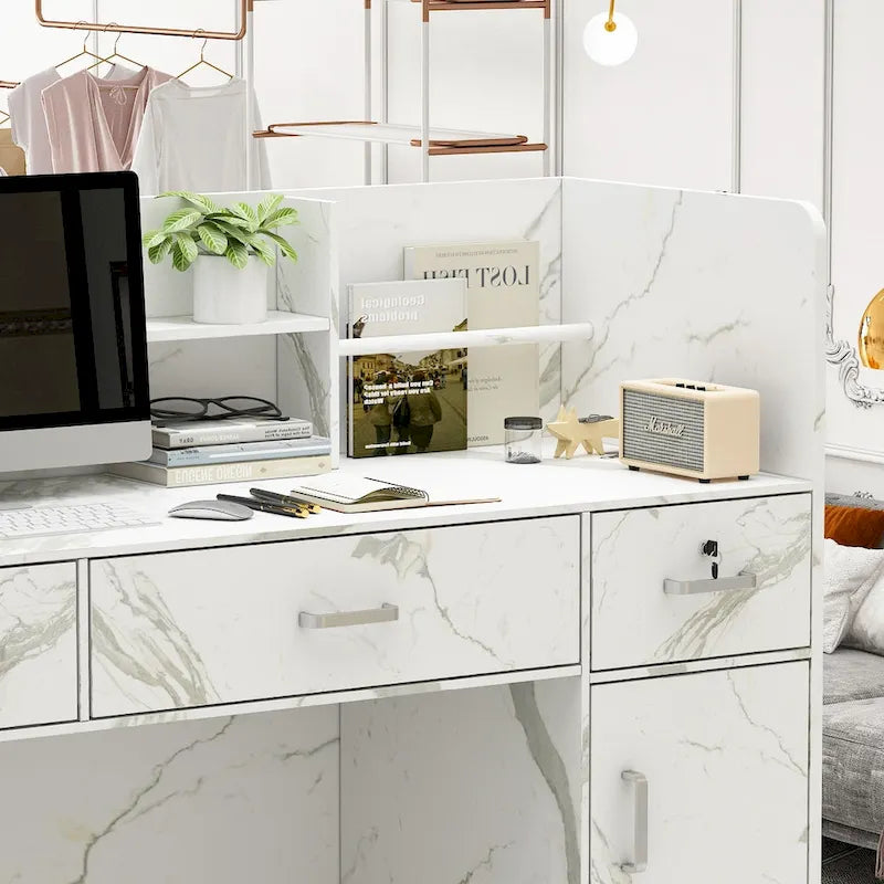 Bureau de réception de 120 cm avec rangement verrouillable et tiroir classeur