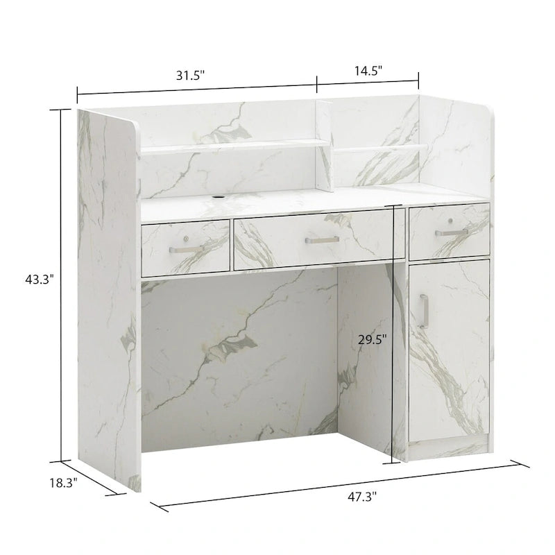 Bureau de réception de 120 cm avec rangement verrouillable et tiroir classeur