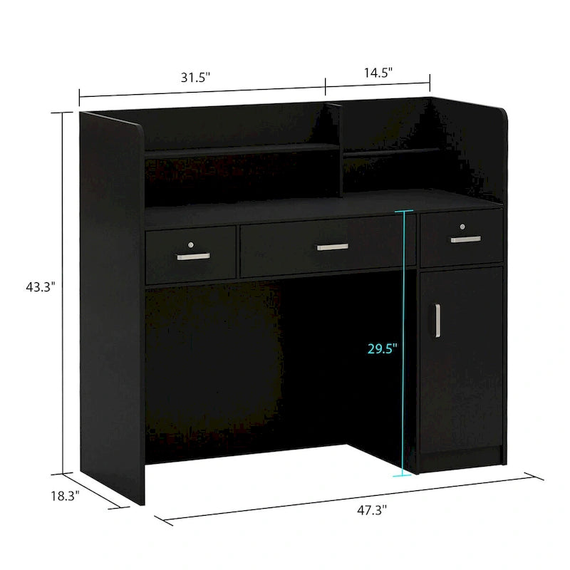 Bureau de réception de 120 cm avec rangement verrouillable et tiroir classeur