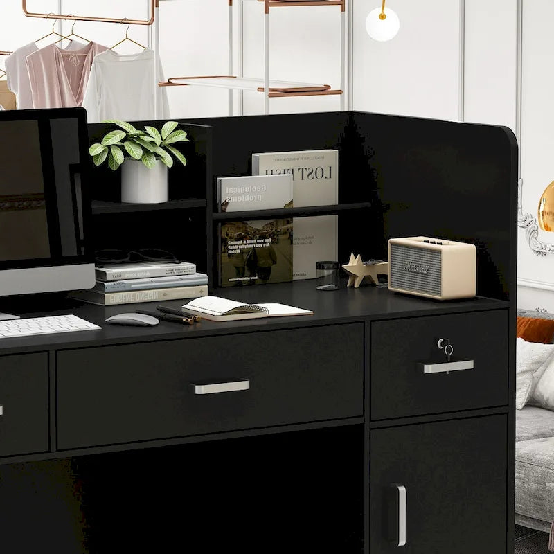 Bureau de réception de 120 cm avec rangement verrouillable et tiroir classeur